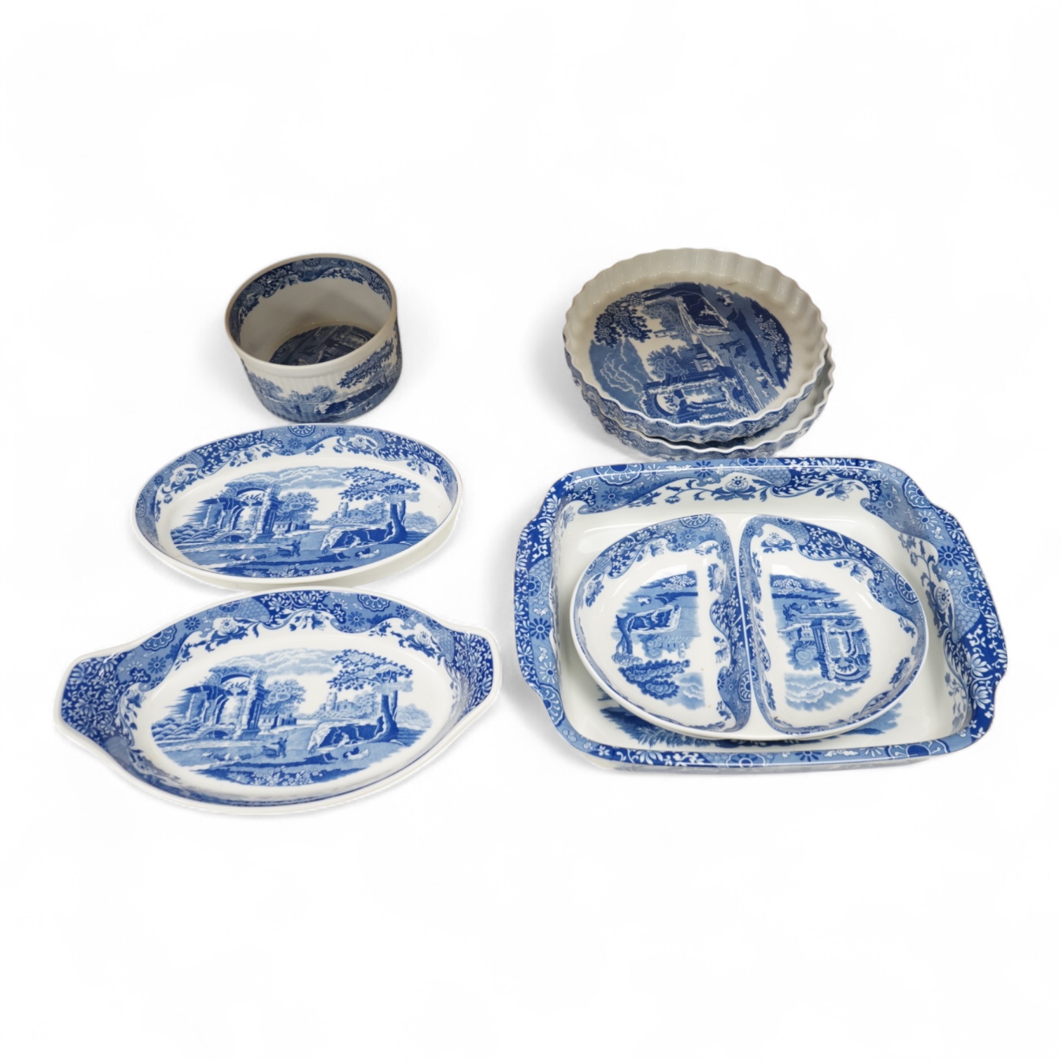 A collection of Spode Italian dinner and oven ware, largest 37cm wide